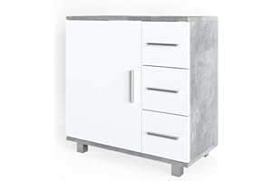 ‎VICCO Vicco Waschbeckenunterschrank Ilias, Beton/Weiß, 60 x 60.8 cm