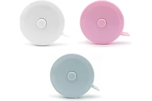 DTXLX Mini Tape Measure for Body Dual Sided - Retractable Measuring Tape for Body Measurements - Cute Portable Tailor Clothing Soft Tape Measure - 3 Pack (Blue, Pink, White) - Ideal Measuring Tape for Body