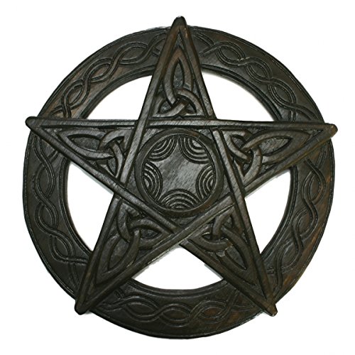 Wanddekoration Pentagramm handgeschnitzt groß - Esoterik Magie Deko