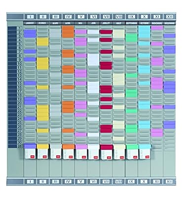 Nobo - Kit Tableau Planning à Fiches T Annuel 13 Colonnes 32 Fentes (66 Haut. x 64,5 Larg. cm)