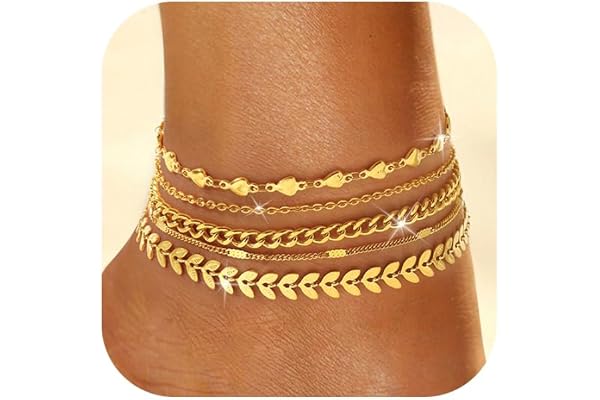 Nelytiya 5 stycken vristlänk dam silver guld strand rostfritt stål vristlänk set vattentät vristlänk