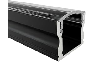 Alumino - LED Aluminiumprofil Schwarz - 100 cm - Aufputzprofil - Klare Abdeckung - mit Zubehör - für 12 mm LED-Streifen - 1m - Donau
