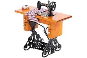 Wifehelper Dollhouse Sewing Machine, 1:12 Dollhouse Miniature Furniture Wooden Sewing Machine Dollhouse Decoration for Dolls House Accessory Decor Toy