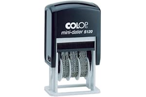 COLOP S120 Mini Dater Stamp - Black Ink | 104732 | 4mm Adjustable Self-inking Date Stamp | Manually Adjustable - Runs for 12 Years