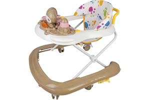 HUOLE Girello Evolutivo Bébé 3 in 1 per Bambino e Bambina, Girello Pieghevole con 3 Altezze Regolabili, Sedile e Piatto Rimovibile, Per Bambini da 6+ Mesi, Capacità 12KG - 62 * 68 * 36-81cm - Kaki