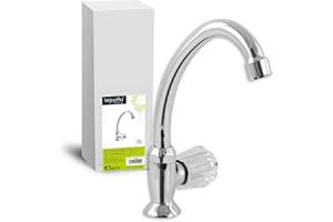 aquaSu® Stand-Schwenkventil Standard Plus | Kaltwasserhahn mit schwenkbarem Auslauf | Einhebelmischer für Kaltwasser | Armatur mit 135 mm Ausladung | Kaltwasserventil | Messing | Chrom | 76916 7