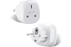 AUNNO Pack of 2 UK to European Plug Adapter, UK 3 Pin to European 2 Pin Plug Converter, Euro Type C, E, F and Type G, EU Plugs for Germany, France, Spain, Greece, Poland etc