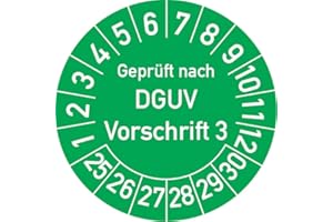 ROSENBAUM OFFSETDRUCK Geprüft nach DGUV Vorschrift 3 Prüfplakette, 100 Stück, in verschiedenen Farben und Größen, Prüfetikett Prüfsiegel Plakette DGUV V3 (30 mm Ø, Grün)