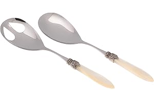 Rivadossi Sandro 4302I12 Set di Posate per Insalata, 2 Pezzi - Laura - 100% Made in Italy, Artigianalità e Design, Acciaio Inox 18/10,Avorio