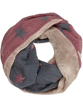 CASPAR SC451 Damen Vintage Loop Schlauchschal mit Sterne Blumen Print