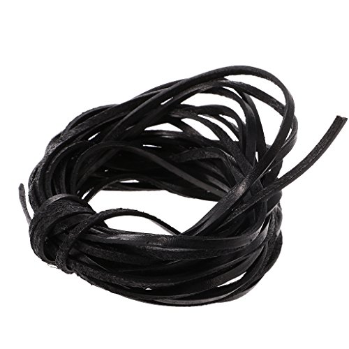 MagiDeal 5 Meter 3mm Flache Lederschnur Für Armband Perlen Schmuck Machen DIY – Schwarz, 5 Meter 3mm - 5