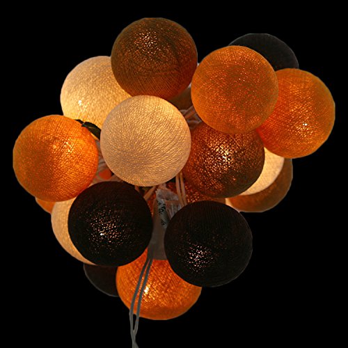 Stimmungs Lichterkette Baumwollkugeln zum dekorieren für Innenräume mit 20 Bällen in braun - beige
