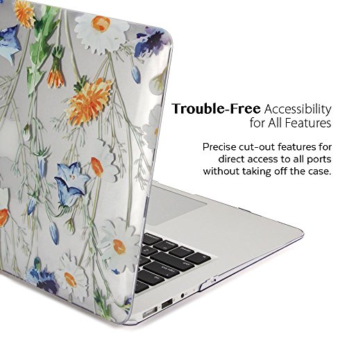 MacBook Air 13 Hülle, GMYLE Hard Case Print Glossy für MacBook Air 13 – Kristall-Blümchenmuster Glänzend Hard Shell Fall-Abdeckung Hülle Case Etui Tasche - 4