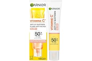 Garnier SkinActive - Fluide Anti-Taches & Anti-UV Quotidien - Glow - SPF 50+ - Protège, Réduit les Taches & Booste l'Éclat - Soin Visage Enrichi en Vitamine C - Tous Types de Peau - 40 ml