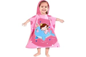 VOBUKE Poncho de Bain Enfant Serviette Microfibre à Capuche Super Doux Cape de Bain Serviette de Poncho Plage pour Filles Garçons Enfants Bebe 0-7 Ans