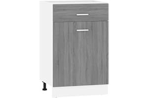‎VIDAXL vidaXL Lyon Base Cabinet with Drawer, Grey Sonoma, 50 x 46 x 81.5 cm, Kitchen Cabinet, Catering Cabinet, Catering Furniture, Kitchen Furniture, Storage Cabinet