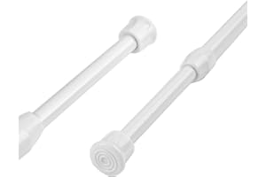 FRENESSA Aluminium Extendable Curtain Rod Tension Pole Easy Fitting For Net Curtains, Shower Curtains or Voile, Length 105-190cm, Diameter 1.6cm