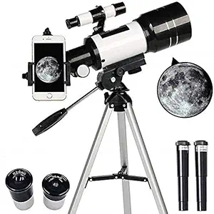 Lucario Telescope for Kids Beginners, 70mm Aperture 300mm AZ Mount Astronomical Refracting Telescopes with Adjustable Tripod and Phone Adaptor, Great Astronomy Gift to Explore Space Moon Star