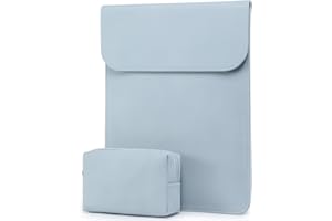 HYZUO 13.3-14 Inch Laptop Sleeve for MacBook Pro 14 M5/M4/M3/M2/M1 Pro/Max 2026-2021, 13.3" MacBook Air/Pro, 13.5-13.8 Surface Laptop, HP Envy 13, Faux Suede Leather Case with Pouch, Pale Blue