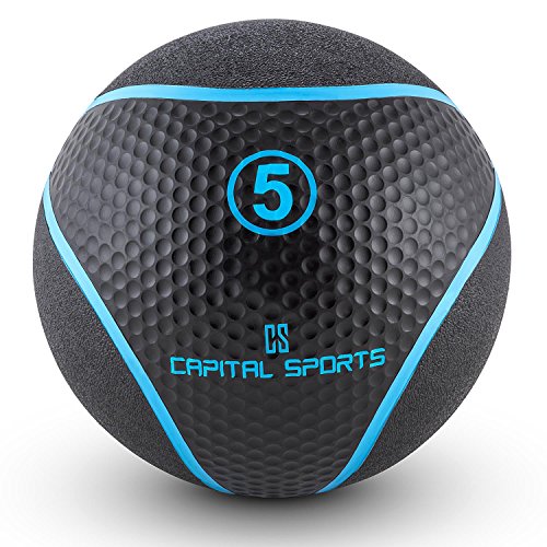 Capital Sports Medba Medizinbälle Design Gummi-Medizinball mit je nach Wahl 1kg bis 10kg Gewicht (ideal für Cross oder Krafttraining Übungen, griffiges Handling, Golfballoberfläche und Riffelung) schwarz-blau - 2