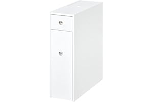 HOMCOM Armario Auxiliar de Baño Mueble de Baño Estrecho con 2 Cajones y Compartimiento Superior con Tapa para Lavabo Ducha 17x48x58 cm Blanco