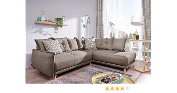 Bobochic Lena Canapé Dangle Droit Convertible Style Scandinave Couleur Café Latte