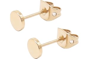 ARTSKIN Tytanowe kolczyki na sztyfcie, nie wywołujące alergii, dla kobiet, mężczyzn i dziewcząt, średnica krążka: 3 mm - 5 mm, kolory: różowe złoto, złote, srebrne, czarne, kształt: okrągłe, płaskie, dla