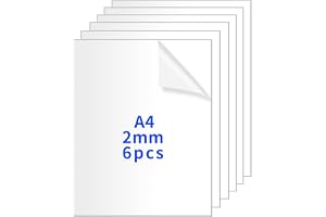 6 stycken A4 akrylplattor, klar akrylglasplatta 2mm, akrylplastplattor, plastplatta, transparenta akrylark, transparent akryl