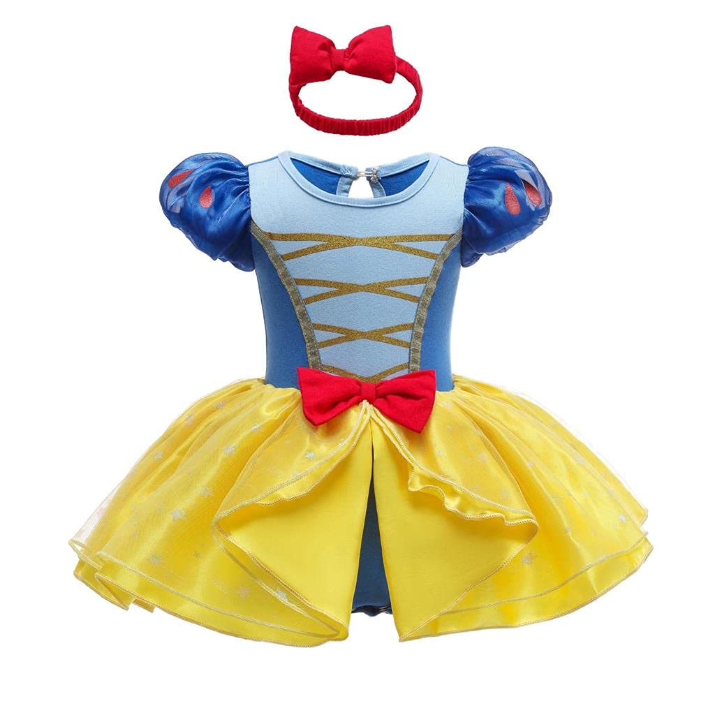 Lito Angels Vestito Bebè Principessa, Set Pagliaccetto Tutina per Bimba Neonata con Fascia, Costume Outfit a Tema Fiaba per Carnevale Bambina 0-24 Mesi - 1
