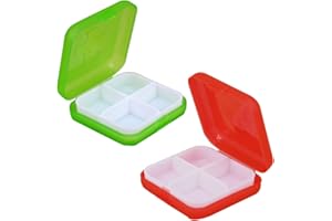 YATEICBC 2 x Portapillole Giornaliero in plastica con 4 scomparti Contenitore per medicinali - Portapillole da viaggio portatile Portapillole tascabile – Contenitore Organizer per medicinali