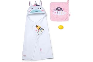 BABY född huvhandduk set – med enhörning och regnbåge handduk – högkvalitativa docktillbehör – lämplig för alla 36 cm och 43