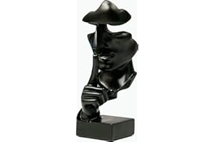 CHSG Ręcznie wykonana statuetka "Silence Is Gold Thinker", dzieło sztuki nowoczesne i proste rzeczy z żywicy, abstrakcyjna figurka na biurko rzeźby do wejścia, kreatywny pokój dom, biuro, gabinet