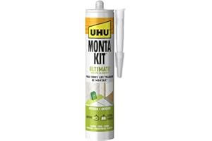 Pegamento UHU Monta Kit Adhesivo de Montaje Extrafuerte, Pegamento Fuerte Para Todo Sin Disolventes y Blanco, 440g