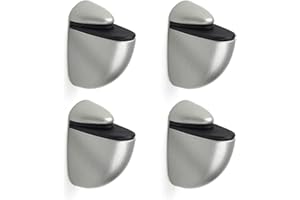 REI REUNION INDUSTRIAL SOCIEDAD LIMITADA Pack 4 Soportes Estantería de Pared - Para Balda de Cristal - Espesor de 3 a 24 mm - Peso Máximo 20 kg - Incluye Tornillería - Acabado Níquel Mate- REI