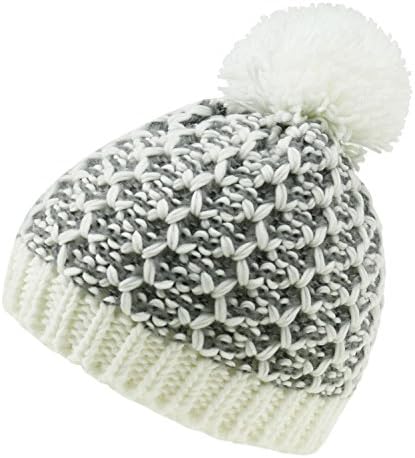 EveryHead Fiebig Girls Winter Hat Bobble Pompom Knit Melange Half Lining For Children (FI-75992-W17-MA0-2-OS) incl Hutfibel
