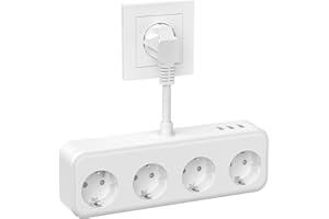 TANXIS Mehrfachsteckdose, Steckdosenleiste mit USB, 4 Fach Steckdosenleiste mit 3 USB A, Verteilersteckdose 4 Fach, Steckdosenadapter mit Kindersicherung - Weiß