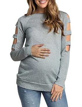 AMUSTER Bekleidung Damen AMUSTER Frauen T Shirt Langarm Basic T-shirt Schwangerschaftsmode Schwangere Umsstandsshirt...