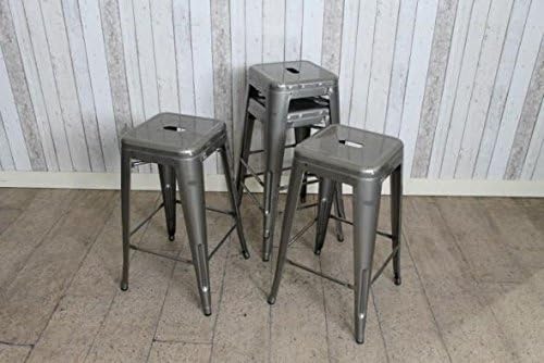 TOLIX STYLE TALL STACKING STOOL IN GUNMETAL