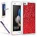 Produktbild Huawei P8 Lite (2015/2016) Case Cover [mit gratis Tempered Glas Screen Metallgrau/silberfarben + 1 Stylus Pen] Newstars Luxus Glänzend Bling Glitzer Pailletten – TPU Gel – Slim Fit Design, langlebig, – 360 alle rund Schutzhülle Schale für Huawei P8 Lite 12,7 cm (nicht für P8 Lite (2017)
