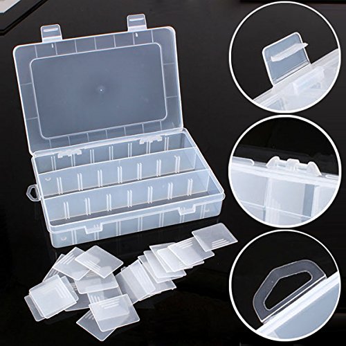 Soledi Kunststoff-Aufbewahrungsbox mit 24 Fächern, Schachtel für Perlen, Ohrringe, Schmuck-Organizer - 3