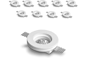 Eurekaled Portalámparas Redondo de Yeso cerámico para empotrar, Color Blanco, Offerta 10 pezzi