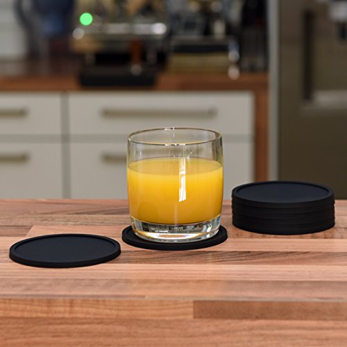 Coastee Silikon-Untersetzer – 8 Stück, schwarz, Glasuntersetzer-Set für Bar, Wohnzimmer, Küche - 6