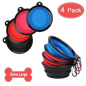 RCruning-EU 4PCS Bebedero Plegable para Perro Gato Mascota Portatil de Silicona Viajes Comedero para Perro Bowl