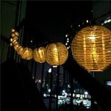 LED Solar Lampion Lichterkette 20er Partylichterkette Weihnachtslichterketten Weihnachtsbeleuchtung Deko für Innen Außen Balkon Garten Party Weihnachten Kugeln/Bälle Lampions 5.6m golden