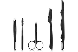 Lusofie Zestaw do Pielęgnacji Brwi 5 w 1 - Maszynka ze Stali Nierdzewnej, Grzebień, Pęseta, Szczotka do Szpuli, Nożyczki dla Kobiet