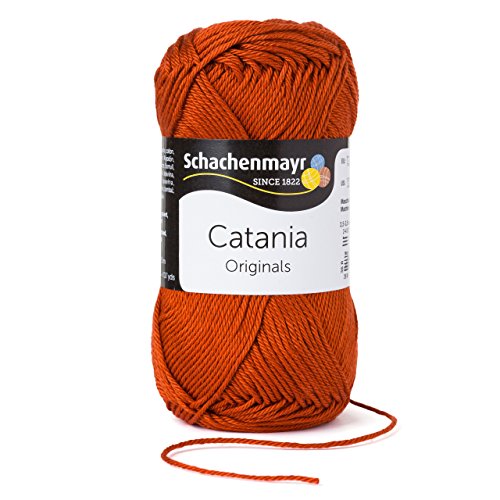 Sommerwolle Catania Schachenmayr - Schachenmayr Wolle aus hochwertiger Baumwolle für farbenfrohe Designs! Sommerwolle Catania Original terracotta Fb 388 (terracotta rot, rotbraun), 100% Baumwolle, kühlende Trageeigenschaft, Wolle Catania Schachenmayr zum Häkeln und Stricken