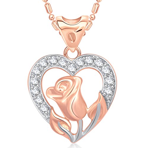 V. K. Jewels Flower In Heart Rose Gold And Rhodium Plated Alloy Pendant With Chain For Women RS.260 (92.00% Off) - Amazon V. K. Jewels Flower In Heart Rose Gold And Rhodium Plated Alloy Pendant With Chain For Women RS.260 (92.00% Off) - Amazon