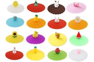 Hitopin 16 Pieza Tapa de Copa de Silicona, Cubierta de Taza de Antipolvo, Cubiertas de Silicona Para Tazas, Tapas de La Taza de La Bebida del Silicón, para Tazas Café, Tazas de Té