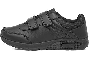 PODIUM Boys Easy Fasten Black Trainer