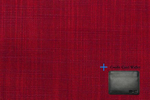O-DEGREEArvind 0-Degree Men's Cotton Khadi Unstitched 2.25 m Length Kurta Fabric (Red, Free Size) with Credit Card Wallet